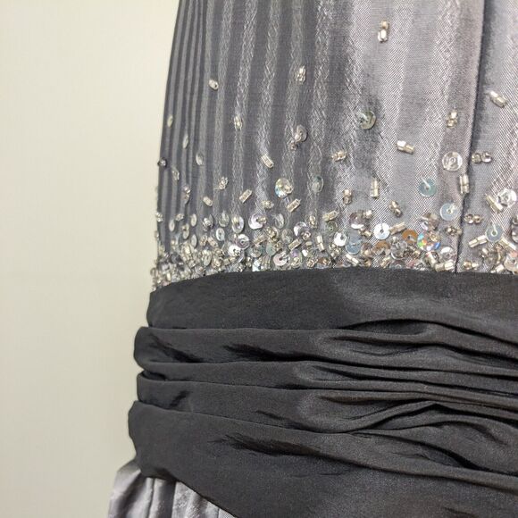 Vintage Flirt Prom Dress Maxi Gown 10 Silver Gray Y2K Corset Fairy Goth Glam - Picture 9 of 15